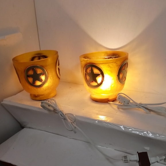 2 Rustic Cowboy Western Star Circle in Acrylic Glass Resin Night Light Lamp 5"H - Picture 1 of 6